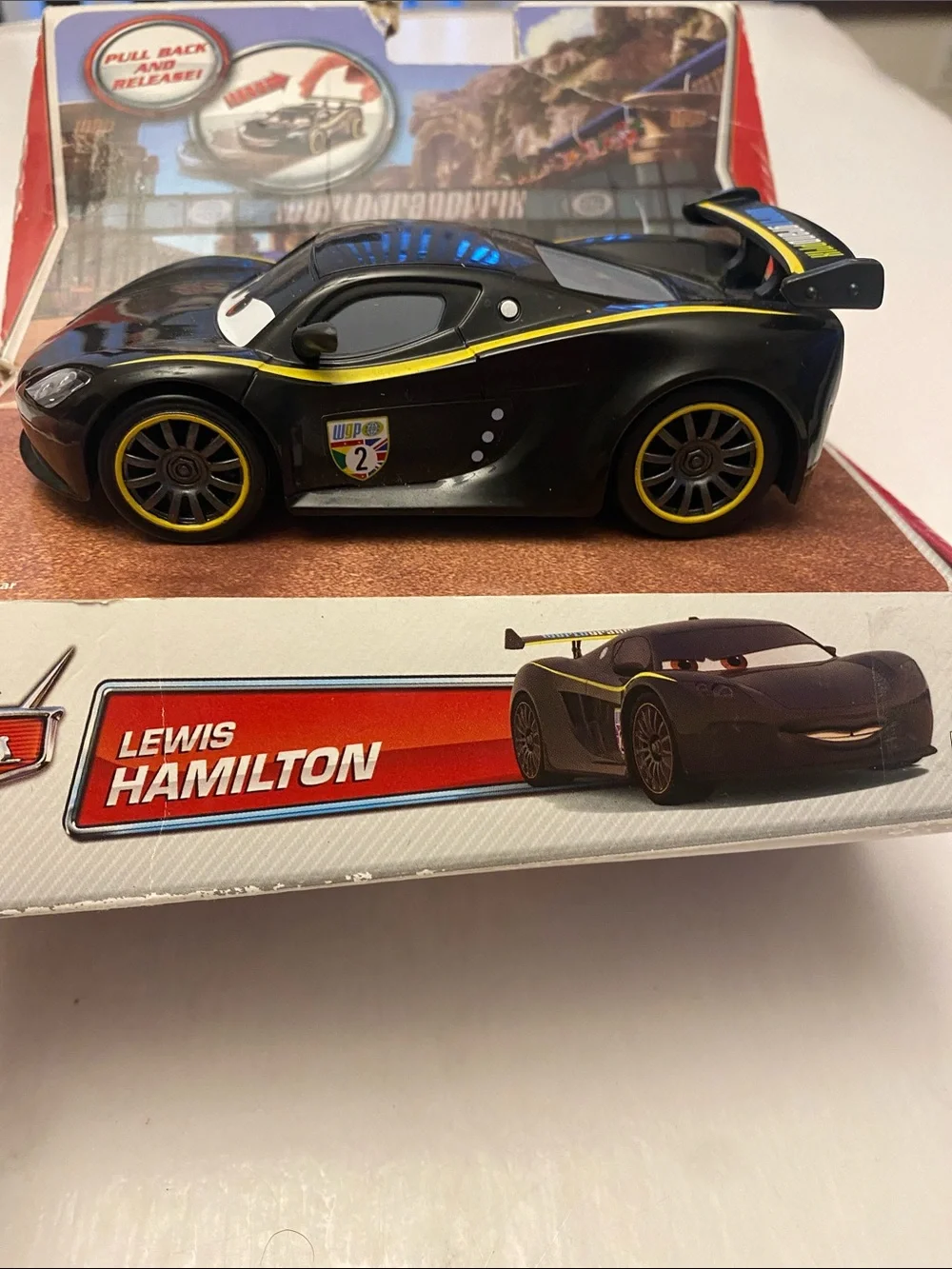 Disney Pixar Cars Lewis Hamilton Pull-Back Race Car - Black & Yellow